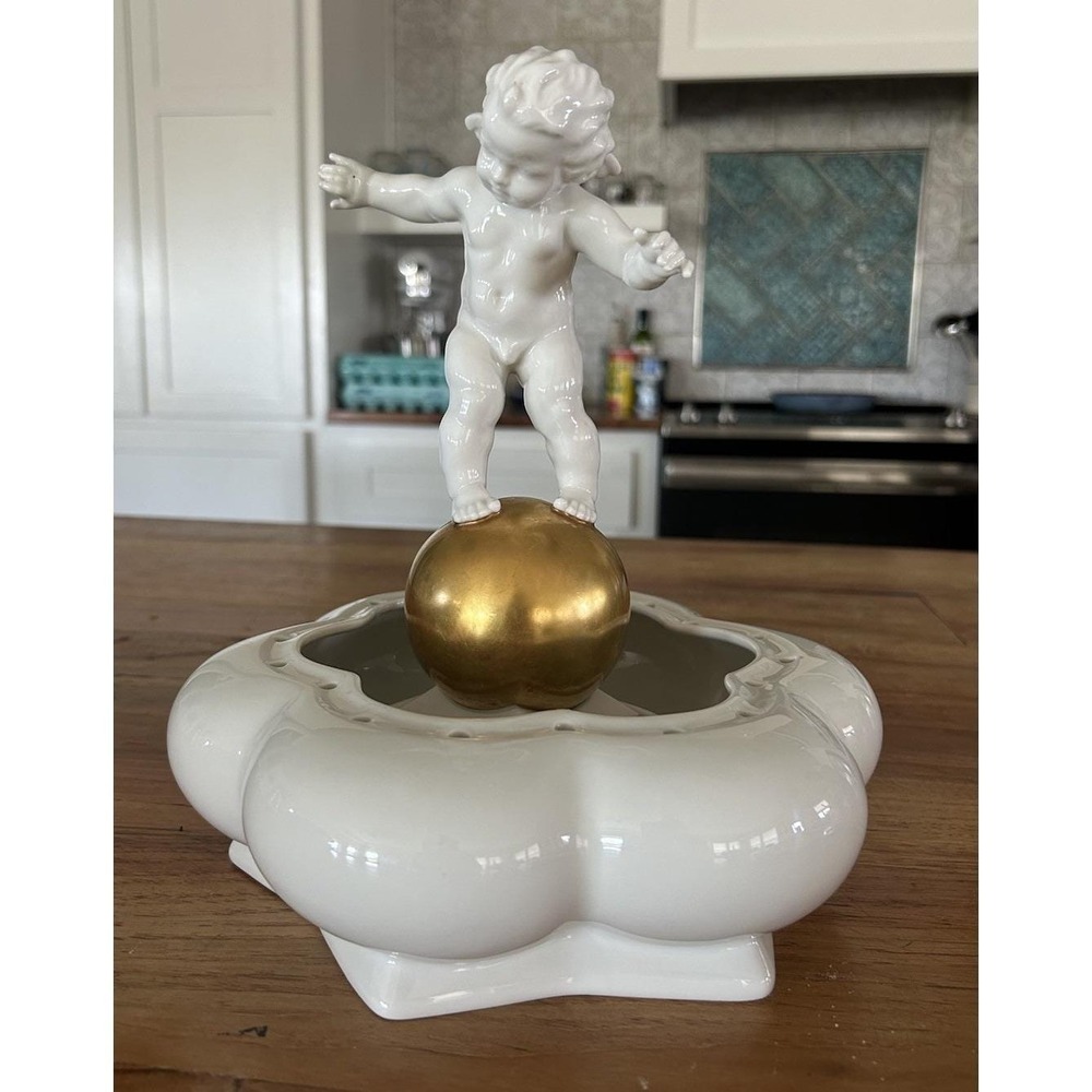Vintage HUTSCHENREUTHER Germany CHERUB Flower Frog By K. Tutter Figurine